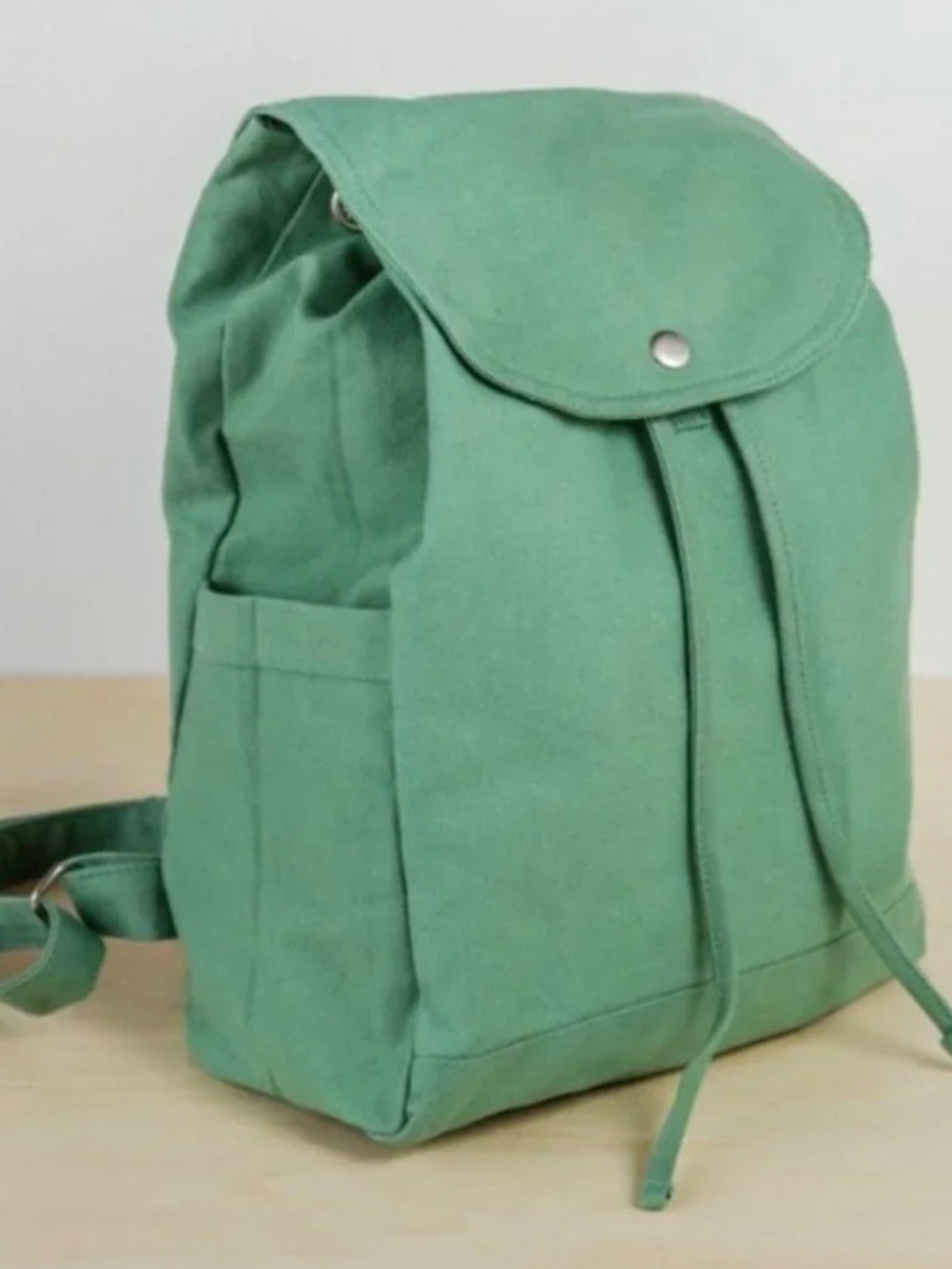 New Palm + Perkins Sage Green Canvas Drawstring Backpack